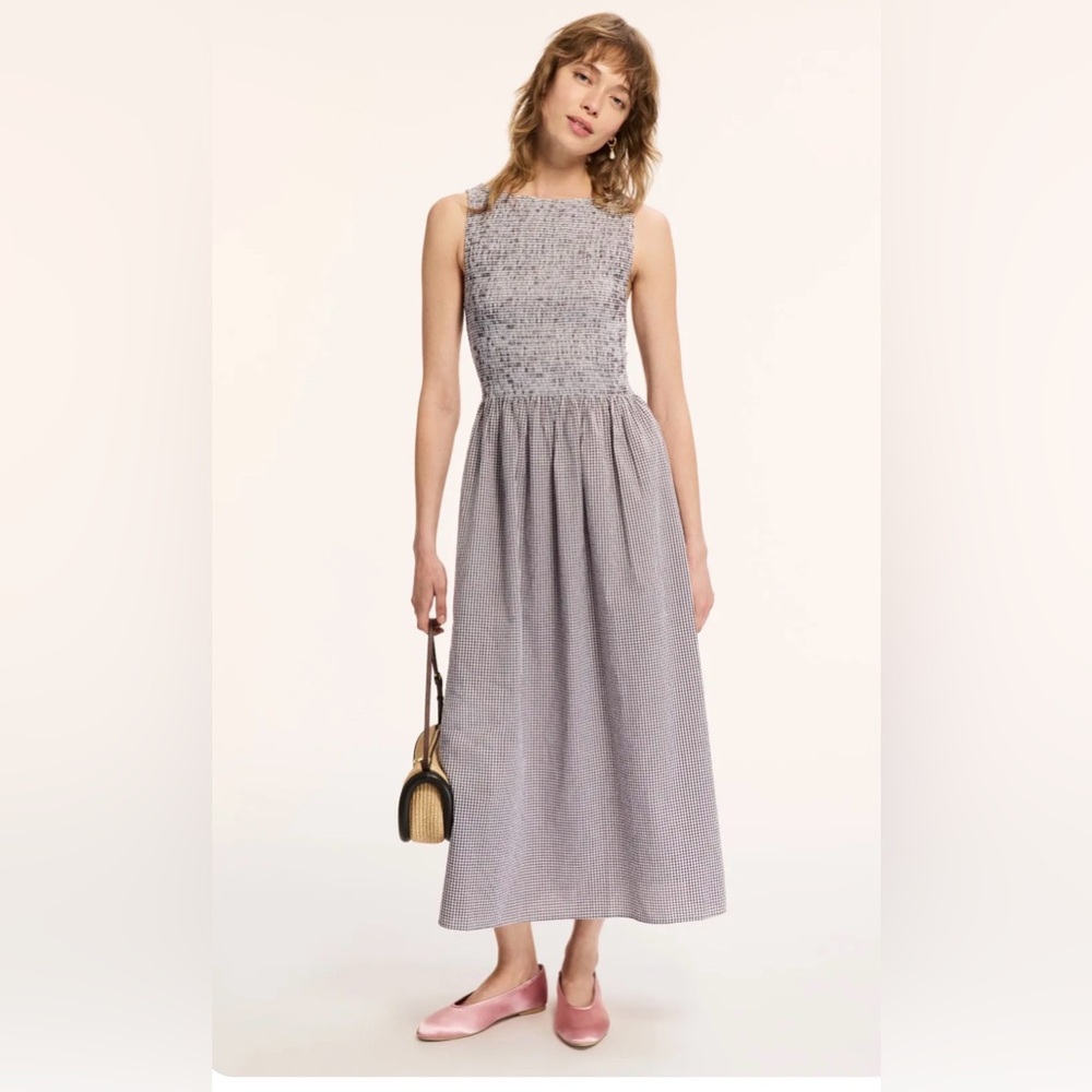 Hill House The Nap Dress in Taupe and White Gingham